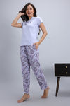 Zivame Floral Hush Knit Cotton Pyjama Set - Heirloom Lilac — thumbnail 2